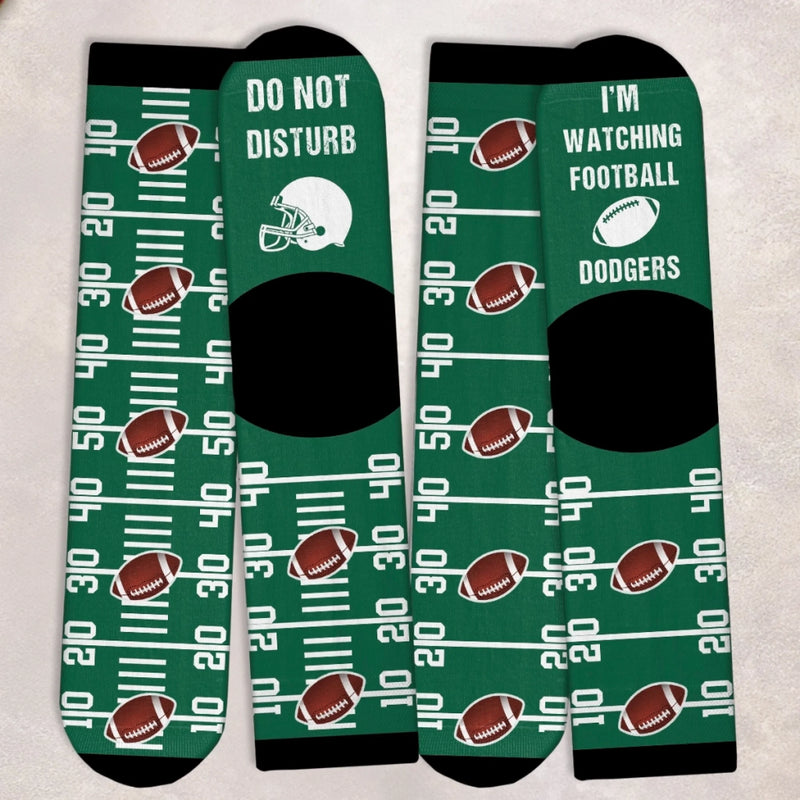 Custom Football Crew Socks - Personalized Birthday Gifts For Football Lovers, Sports Fans, Sports Lovers - Quiet Please Game Day Today