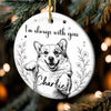 Custom Photo Ceramic Ornament - Personalized Pet Christmas Memorial Sympathy Gifts For Dogs, Cats - Forever Present In Heart