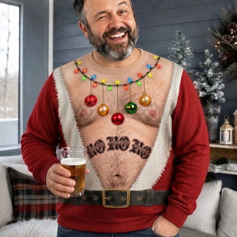 Custom Funny Ugly Sweatshirt - Personalized Christmas Birthday Gifts For Husband, Son, Grandson, Brother, Grandpa, Dad, Yourself - Santa Approved Trouble Maker
