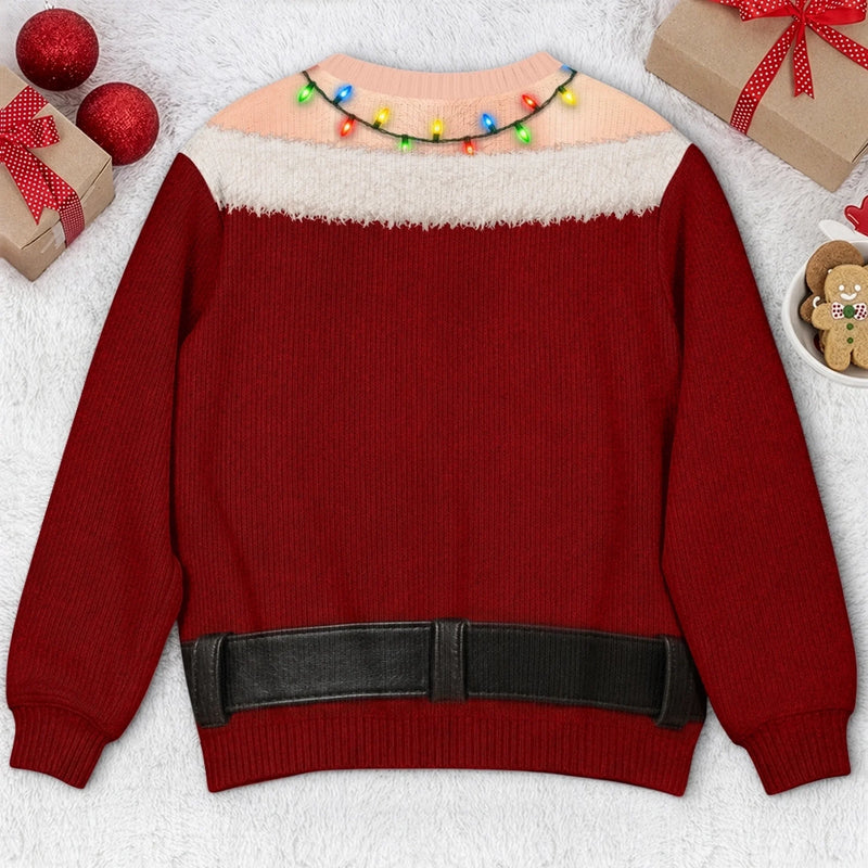 Custom Funny Ugly Sweatshirt - Personalized Christmas Birthday Gifts For Husband, Son, Grandson, Brother, Grandpa, Dad, Yourself - Santa Approved Trouble Maker