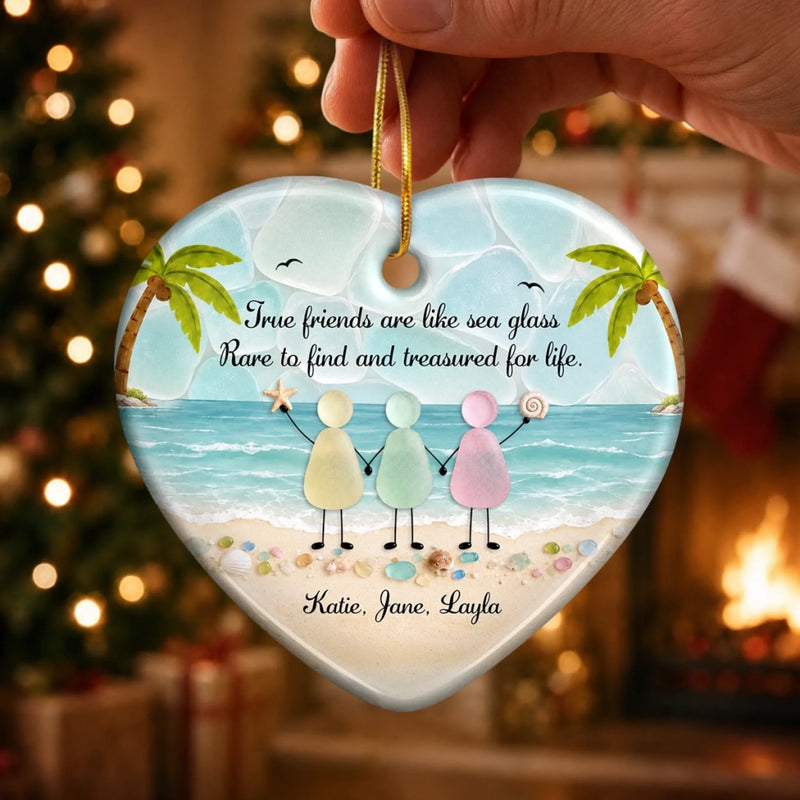 Custom Ceramic Ornament - Personalized Best Friend Christmas Birthday Gifts For Women, Besties, Sisters, BFF - Beach Besties Forever