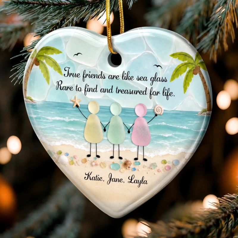 Custom Ceramic Ornament - Personalized Best Friend Christmas Birthday Gifts For Women, Besties, Sisters, BFF - Beach Besties Forever