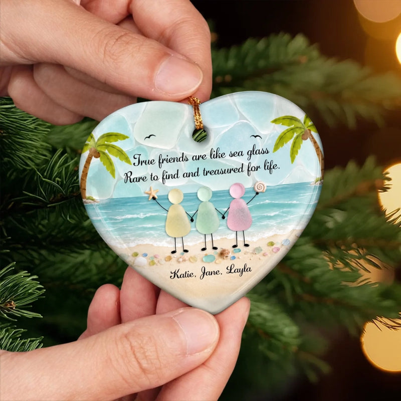 Custom Ceramic Ornament - Personalized Best Friend Christmas Birthday Gifts For Women, Besties, Sisters, BFF - Beach Besties Forever