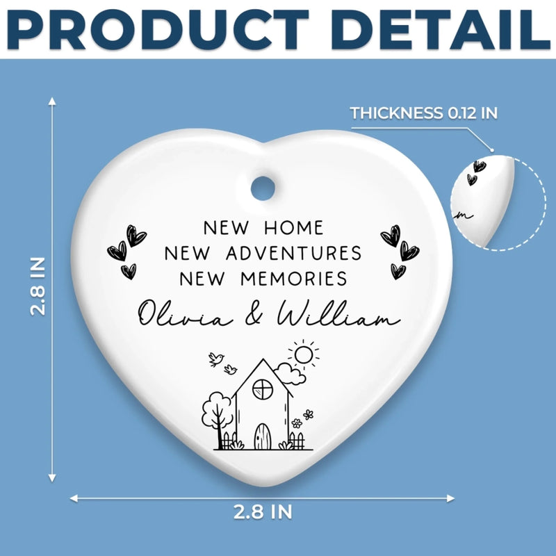 Custom New Home Ceramic Ornament - Personalized Anniversary Christmas Wedding Gifts For Husband And Wife, Him And Her - New Keys, New Memories
