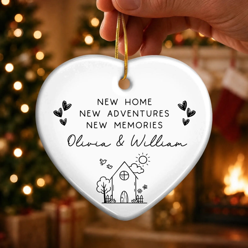 Custom New Home Ceramic Ornament - Personalized Anniversary Christmas Wedding Gifts For Husband And Wife, Him And Her - New Keys, New Memories