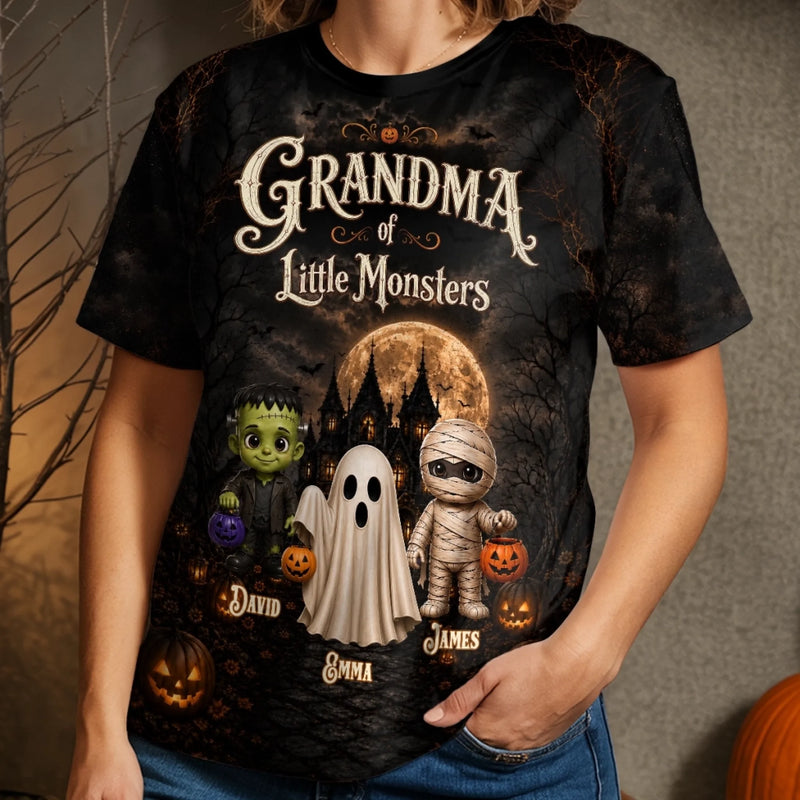 Custom Monster T-shirt - Personalized Halloween Birthday Gifts For Mom, Grandma - Grandma’s Ghouls
