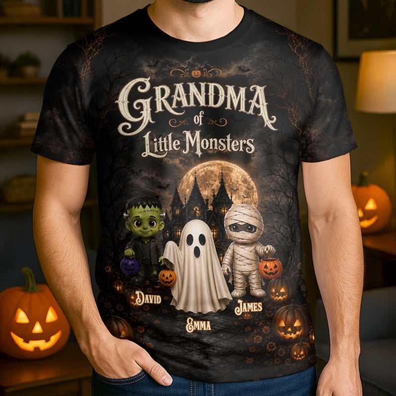 Custom Monster T-shirt - Personalized Halloween Birthday Gifts For Mom, Grandma - Grandma’s Ghouls