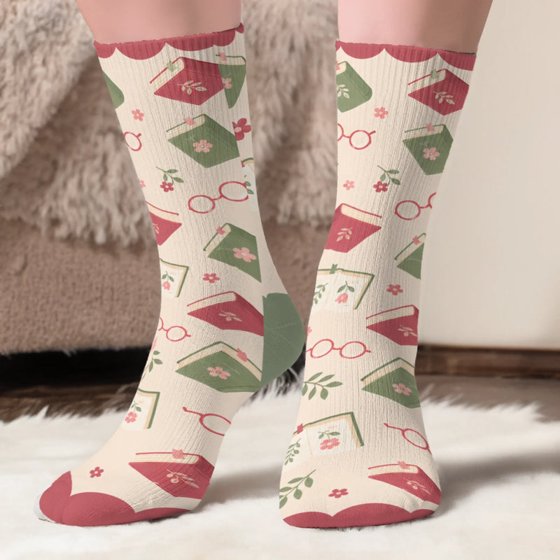 Custom Shh I'm Reading Crew Socks - Personalized Bookish Gifts For Book Lovers, Bookworms, Readers - Living Between The Lines