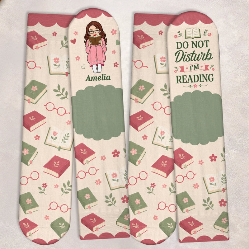 Custom Shh I'm Reading Crew Socks - Personalized Bookish Gifts For Book Lovers, Bookworms, Readers - Living Between The Lines