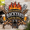Custom BBQ Shaped Metal Sign - Personalized Grilling Gifts For BBQ Lovers, Husband, Son, Grandson, Brother, Grandpa, Dad, Yourself - Welcome To My Backyard Grill