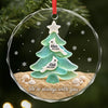 Custom Sea Glass Circle Glass Ornament - Personalized Christmas Memorial Sympathy Gifts For Loss Of Mom, Dad - You Left Love Behind