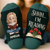 Custom Shh I'm Reading Crew Socks - Personalized Bookish Gifts For Book Lovers, Bookworms, Readers - One More Chapter