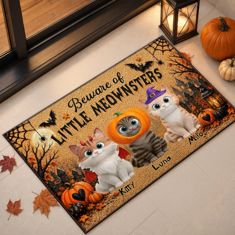 Custom Home Decor Decorative Mat - Personalized Halloween Decor Birthday Gifts For Cat Lovers, Cat Mom And Dad - Spooky Paws Club