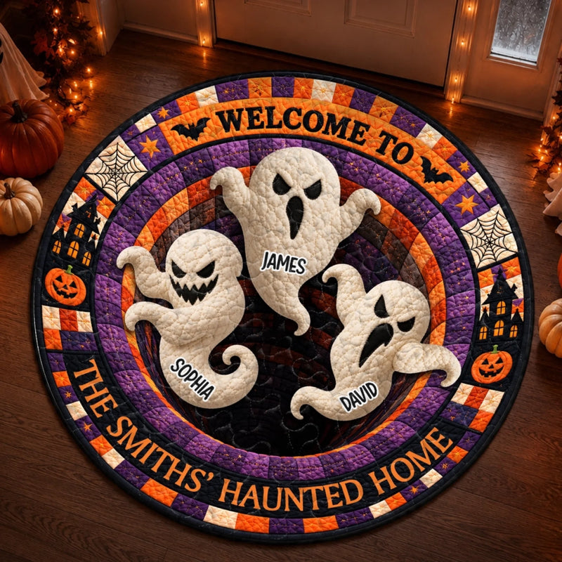 Custom 3D Ghost Vortex Quilted Round Mat - Personalized Halloween Decor Birthday Gifts For Mom, Dad, Brother, Sister - Our Kind Of Family Gathering