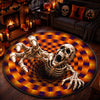 Custom 3D Skeleton Vortex Quilted Round Mat - Personalized Halloween Decor Birthday Gifts For Mom, Dad, Brother, Sister - Chills Thrills And Good Times