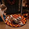 Custom 3D Skeleton Vortex Quilted Round Mat - Personalized Halloween Decor Birthday Gifts For Mom, Dad, Brother, Sister - Chills Thrills And Good Times