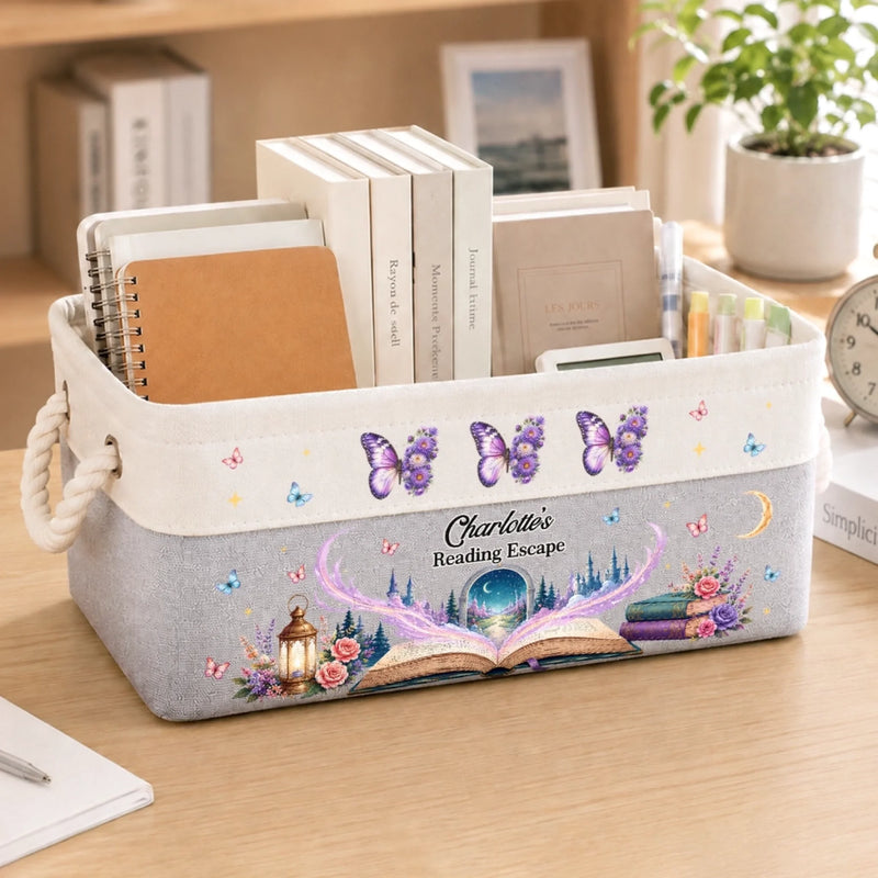 Custom Storage Basket - Personalized Bookish Gifts For Book Lovers, Bookworms, Readers - Fly Away With Sweet Dreams