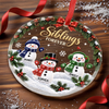 Custom Circle Glass Ornament - Personalized Christmas Birthday Gifts For Mom, Dad, Brother, Sister - Snow Much Sibling Love