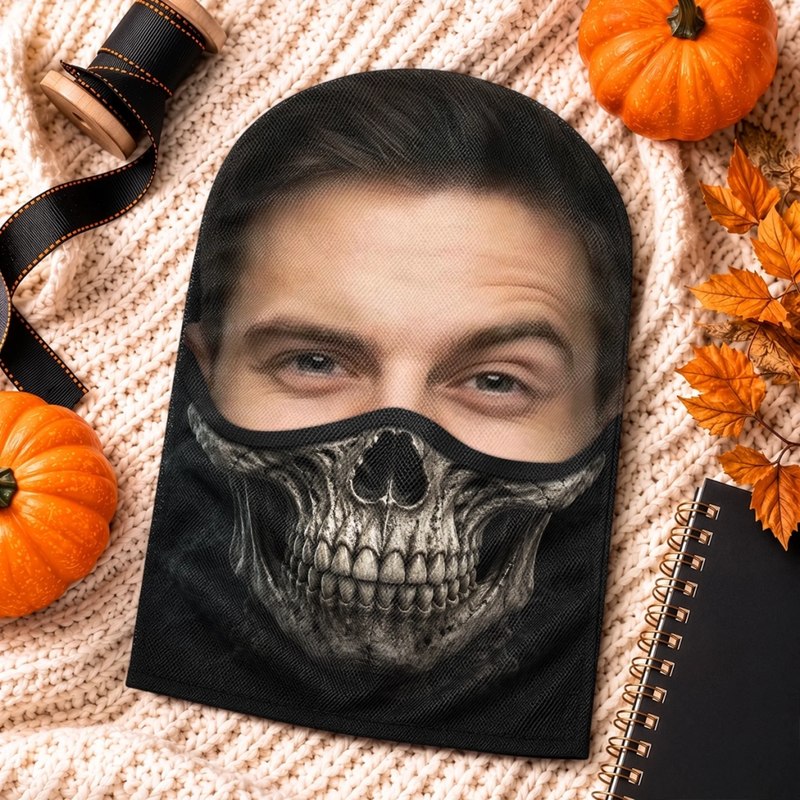 Custom Photo Balaclava Mask - Personalized Halloween Birthday Gifts For Him, Her - Welcome To The Spooky Side