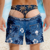 Custom Funny Men Swim Trunks - Personalized Summer Vacation And Travel Gifts For Husband, Son, Grandson, Brother, Grandpa, Dad, Yourself - Party Hard Under The Sun