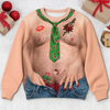 Custom Funny Ugly Sweatshirt - Personalized Christmas Birthday Gifts For Husband, Son, Grandson, Brother, Grandpa, Dad, Yourself - Too Naughty For The Nice List