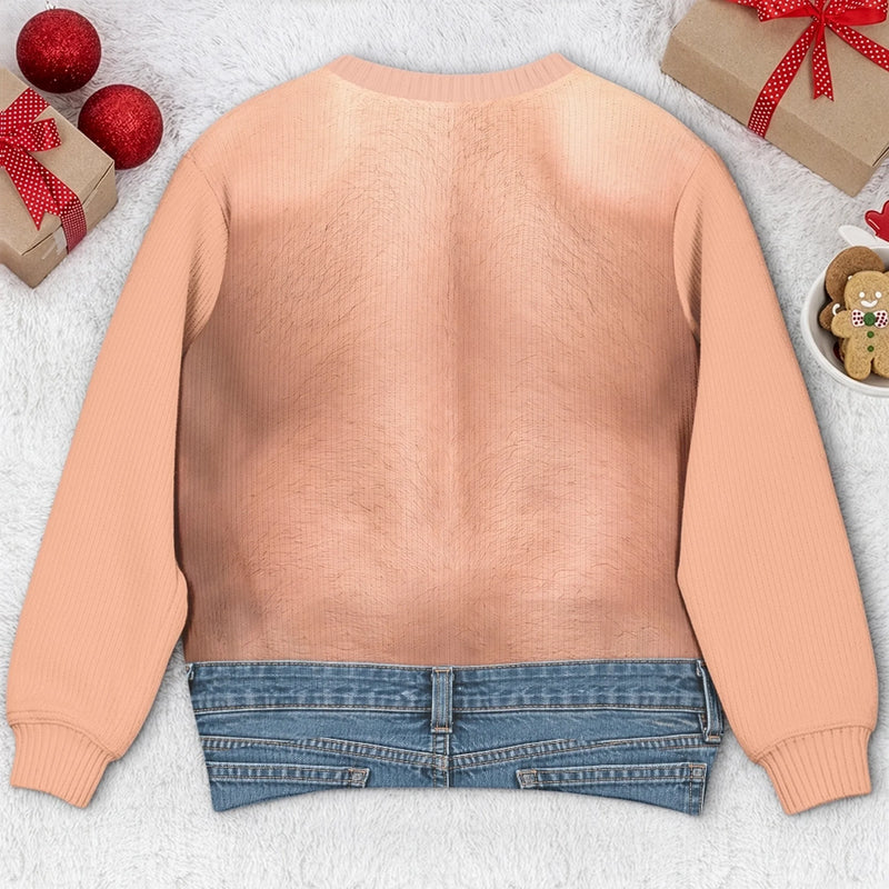 Custom Funny Ugly Sweatshirt - Personalized Christmas Birthday Gifts For Husband, Son, Grandson, Brother, Grandpa, Dad, Yourself - Too Naughty For The Nice List