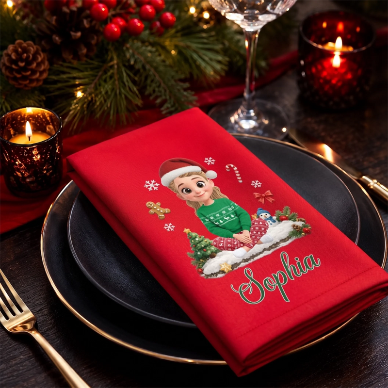 Custom Cotton Napkin - Personalized Christmas Birthday Gifts For Mom, Dad, Brother, Sister - Making Merry Memories