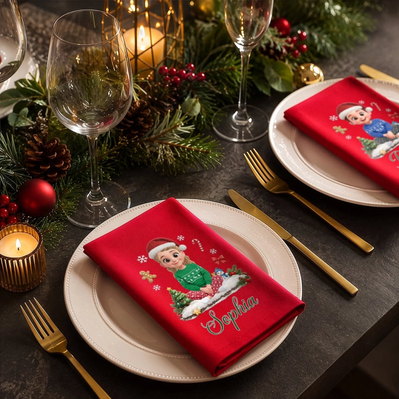 Custom Cotton Napkin - Personalized Christmas Birthday Gifts For Mom, Dad, Brother, Sister - Making Merry Memories