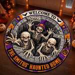 Custom 3D Skeleton Quilted Round Mat - Personalized Halloween Decor Birthday Gifts For Mom, Dad, Brother, Sister - Home Of The Bone Squad