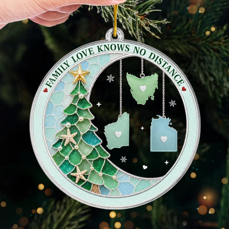 Custom Long Distance Acrylic Ornament - Personalized Christmas Birthday Gifts For Mom, Dad, Brother, Sister - Bound Together By Endless Love