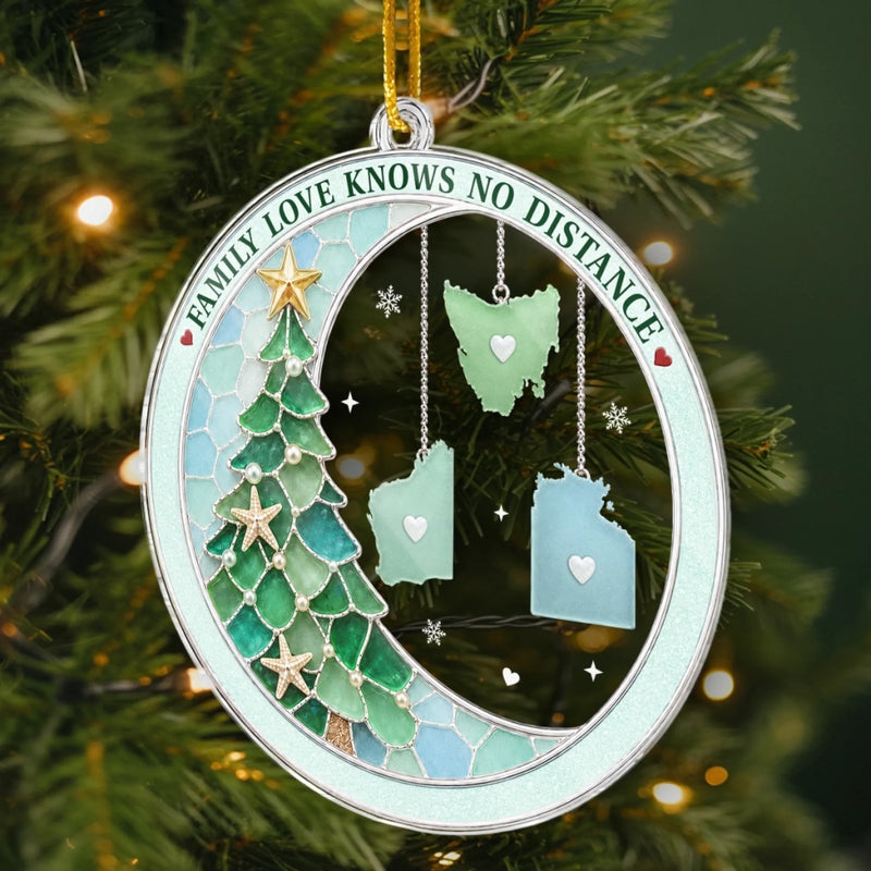 Custom Long Distance Acrylic Ornament - Personalized Christmas Birthday Gifts For Mom, Dad, Brother, Sister - Bound Together By Endless Love