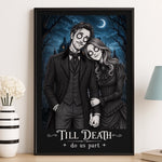 Custom Photo Gothic Vertical Poster - Personalized Halloween Anniversary Wedding Gifts For Husband And Wife, Him And Her - Deadly In Love Together