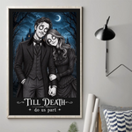 Custom Photo Gothic Vertical Poster - Personalized Halloween Anniversary Wedding Gifts For Husband And Wife, Him And Her - Deadly In Love Together