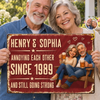 Custom Photo Home Decor Metal Sign - Personalized Anniversary Wedding Gifts For Husband And Wife, Him And Her - Together Through The Chaos