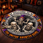 Custom 3D Skeleton Quilted Round Mat - Personalized Halloween Decor Birthday Gifts For Mom, Dad, Brother, Sister - Home Of The Bone Squad