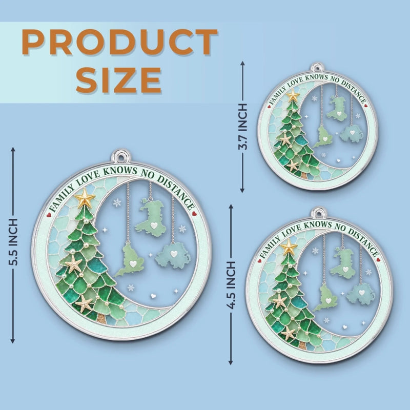Custom Long Distance Acrylic Ornament - Personalized Christmas Birthday Gifts For Mom, Dad, Brother, Sister - Warm Hearts Across The World