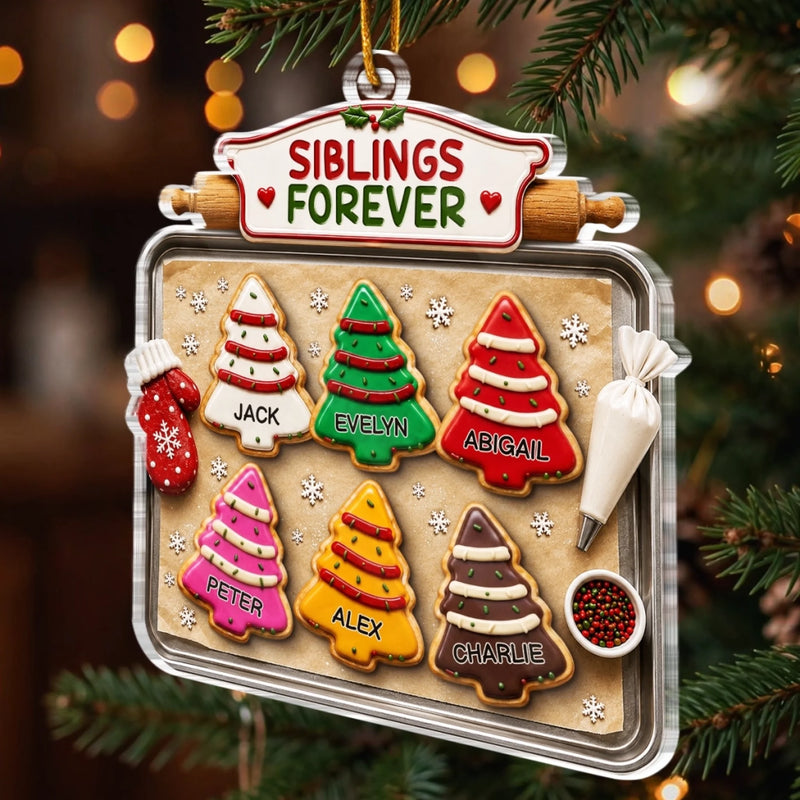 Custom Acrylic Ornament - Personalized Christmas Birthday Gifts For Mom, Dad, Brother, Sister - Baking Memories Together