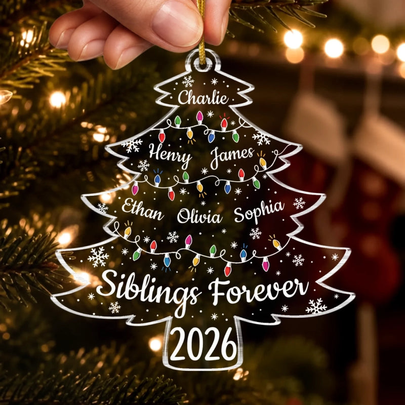 Custom Acrylic Ornament - Personalized Christmas Birthday Gifts For Mom, Dad, Brother, Sister - Always Side By Side Together