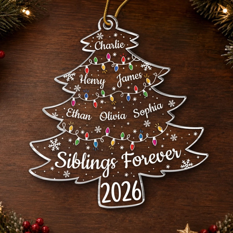 Custom Acrylic Ornament - Personalized Christmas Birthday Gifts For Mom, Dad, Brother, Sister - Always Side By Side Together