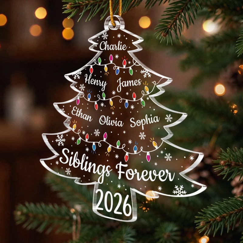 Custom Acrylic Ornament - Personalized Christmas Birthday Gifts For Mom, Dad, Brother, Sister - Always Side By Side Together