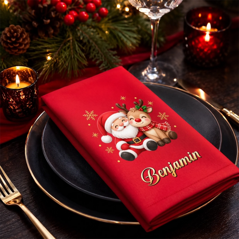 Custom Cotton Napkin - Personalized Christmas Birthday Gifts For Mom, Dad, Brother, Sister - Holiday Hearts Grow Together