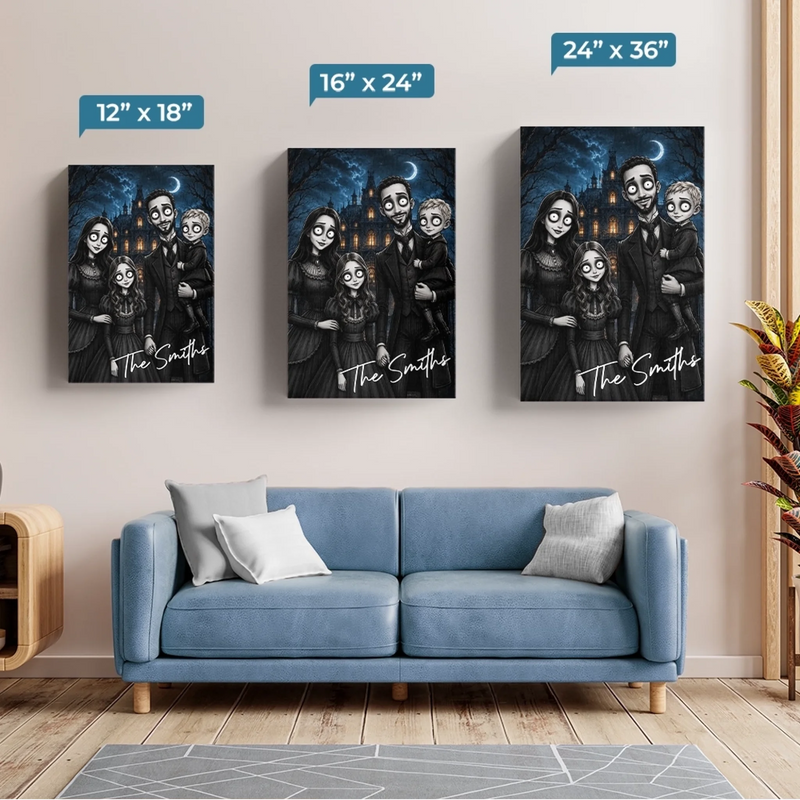 Custom Photo Vertical Canvas - Personalized Halloween Decor Birthday Gifts For Mom, Dad, Brother, Sister - Love Lives In The Shadows