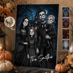 Custom Photo Vertical Canvas - Personalized Halloween Decor Birthday Gifts For Mom, Dad, Brother, Sister - Love Lives In The Shadows
