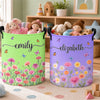 Custom Birth Month Flower Laundry Basket - Personalized Birthday Gifts For Mom, Dad, Brother, Sister, Kids - Blooming With Happiness