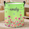 Custom Birth Month Flower Laundry Basket - Personalized Birthday Gifts For Mom, Dad, Brother, Sister, Kids - Blooming With Happiness