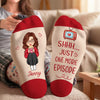 Custom Crew Socks - Personalized Birthday Gifts For Wife, Daughter, Besties, Sisters, Granddaughter, Grandma, Mom, Yourself - Movie Night With Delicious Popcorn