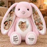 Custom Photo Heart Bunny Plush - Personalized Baby Shower, Gender Reveal Gifts For New Moms, New Dads, New Parents - Our Little Miracle