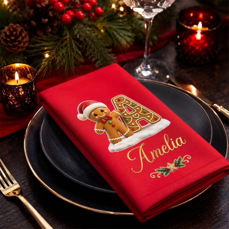 Custom Gingerbread Cotton Napkin - Personalized Christmas Birthday Gifts For Mom, Dad, Brother, Sister - Baking Spirits Bright