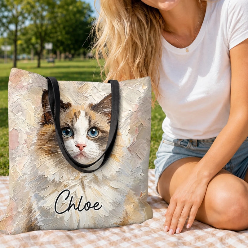 Custom Photo All-Over Print Tote Bag - Personalized Birthday Gifts For Dog Cat Lovers, Dog Dad And Mom, Cat Owners - Made For Cuddles