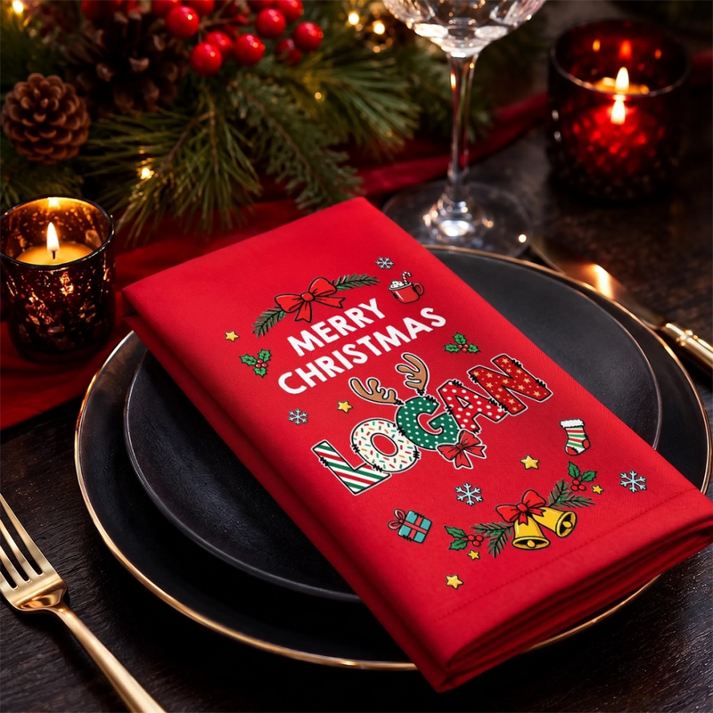 Custom Cotton Napkin - Personalized Christmas Birthday Gifts For Mom, Dad, Brother, Sister - Together Feels Like Holiday Magic